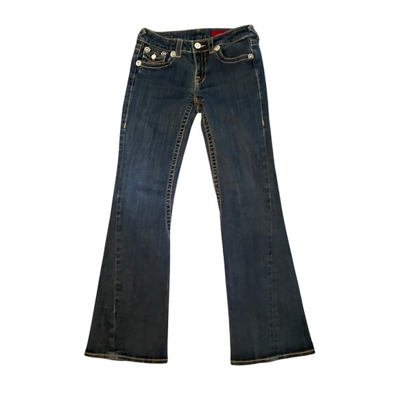 Vigoss Jeans Juniors 5 Used Low Rise Bootcut Stretch Denim Fold Over Pockets - Picture 2 of 16